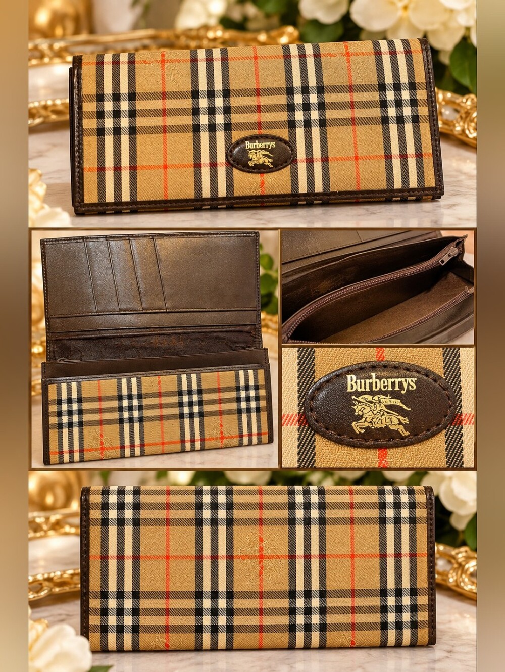 Vintage Burberrys Nova Check Long Bifold Checkbook Wallet